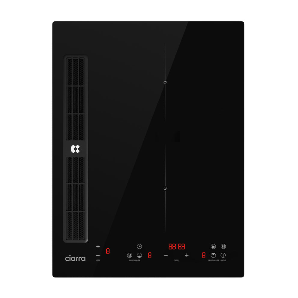 Ciarra ONE Piano ad Induzione con Cappa Integrata Domino 390 mm con Sistema Plasma⁺ Integrato CBBEH392B-OW