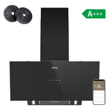 Ciarra Cappa Aspirante Inclinata 90 cm A+++ Cappa da Cucina Vetro Nero Smart WiFi CBCB9763A