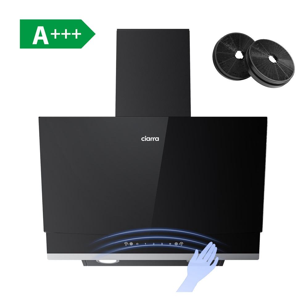 CIARRA Cappa Aspirante Inclinata 60 cm Nera – Design Premium e Cucine Moderne di Stile (A+++) CBCB6736A-OW