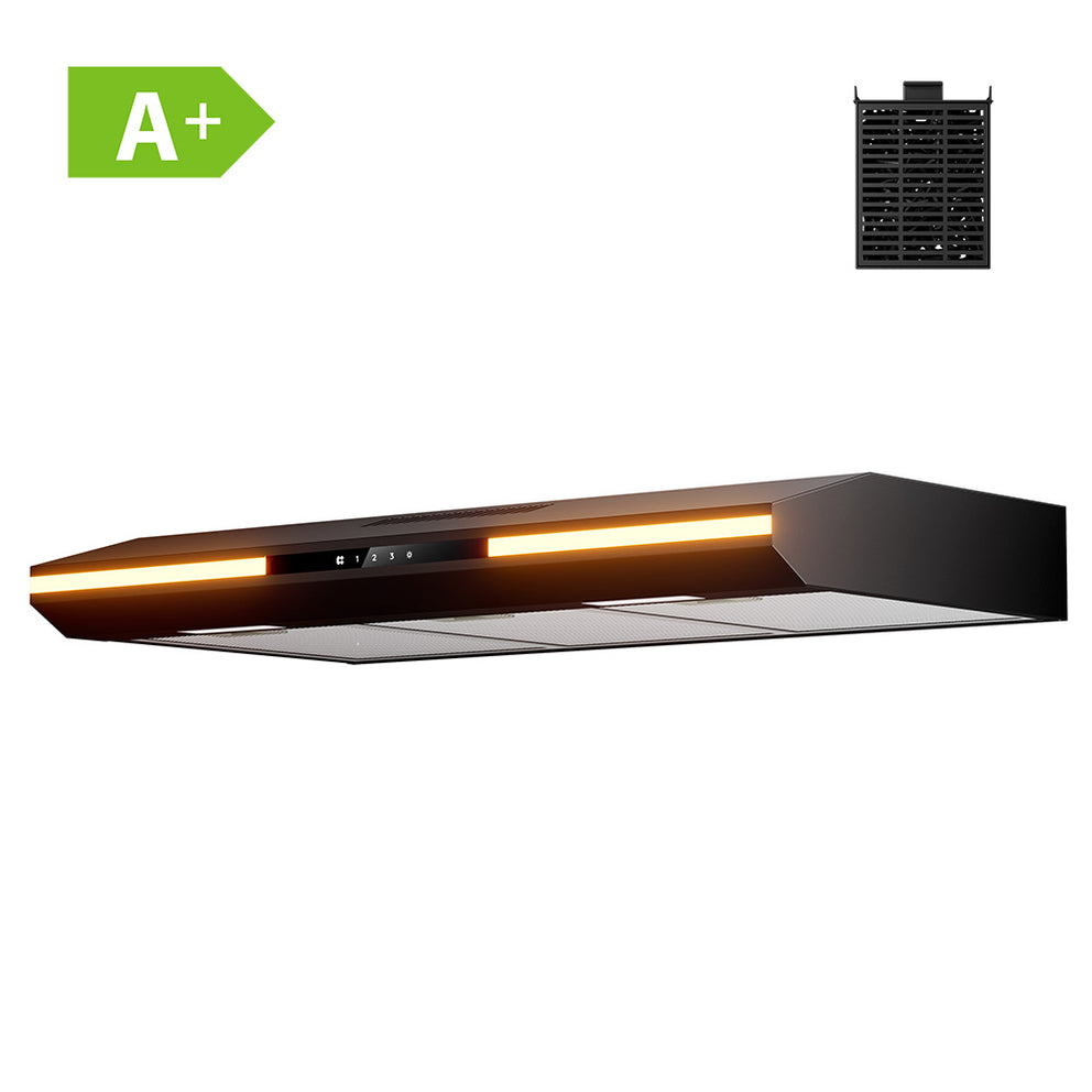 CIARRA Cappa Sottopensile Slim 90cm Comandi Touch, LED, Filtro a Carbone Incluso CBCB90921-OW