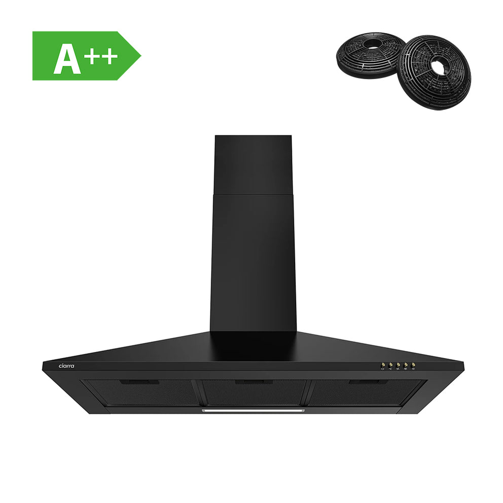 Ciarra 90cm Cappa a parete in nero CBCB9201-B