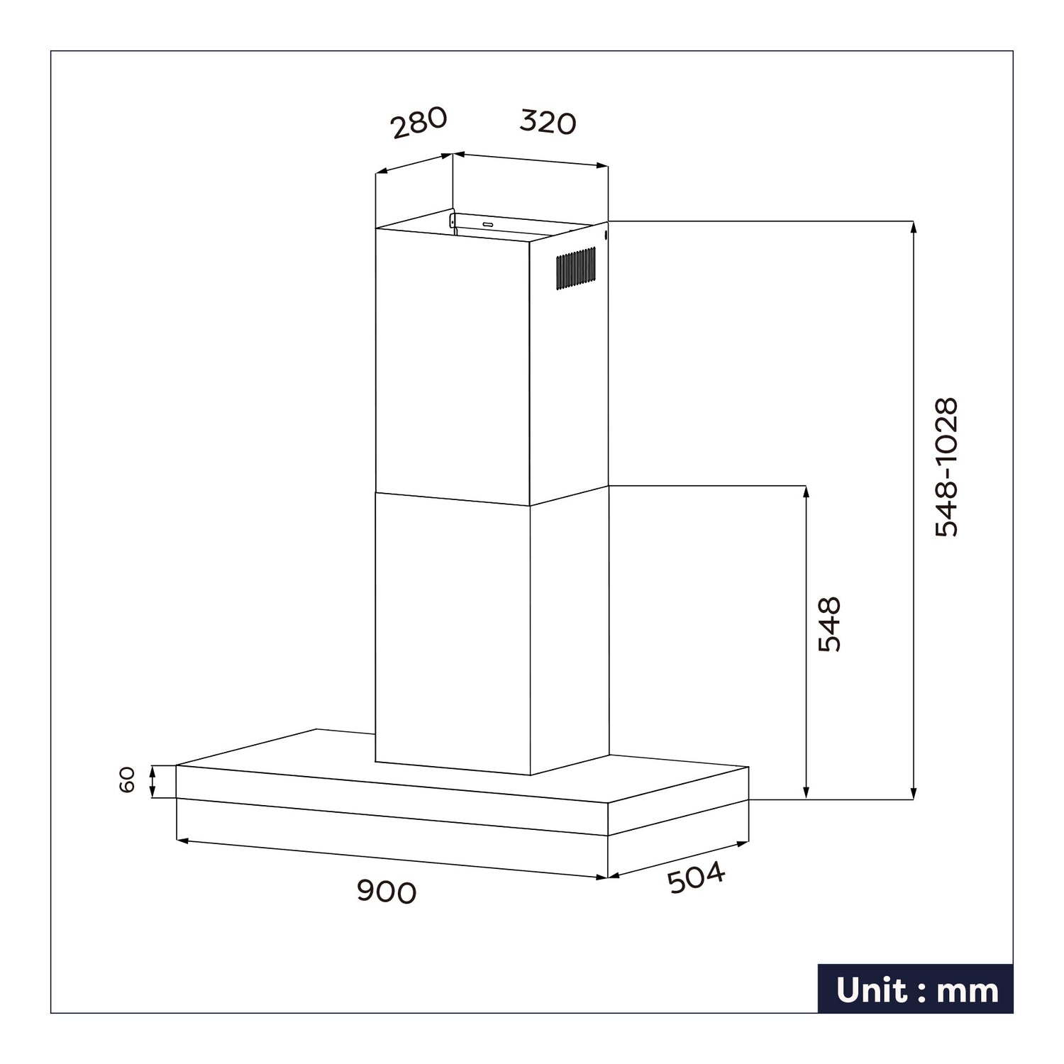 Ciarra Cappa A Parete Da 90cm Con Touch Control CBCB9102-B