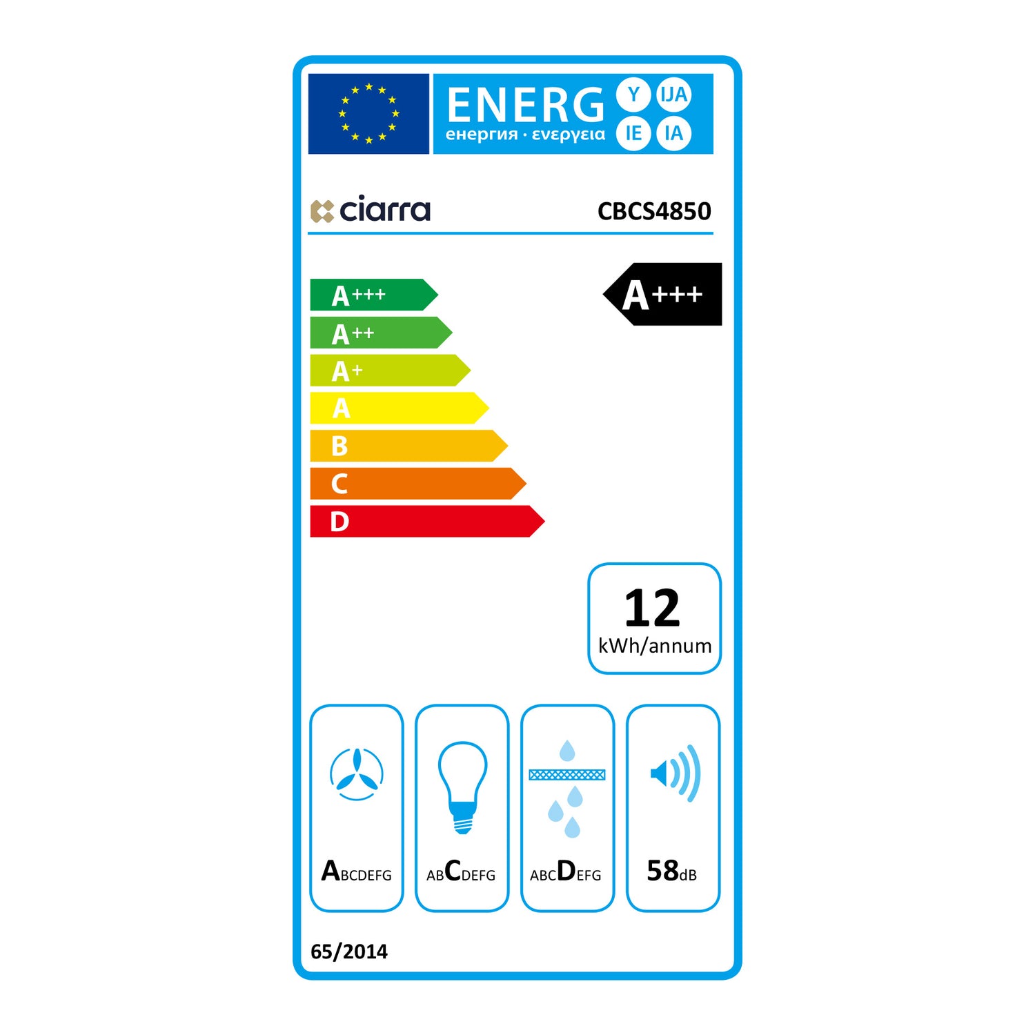 CIARRA Cappa A Isola Smart 48cm CBCS4850-OW