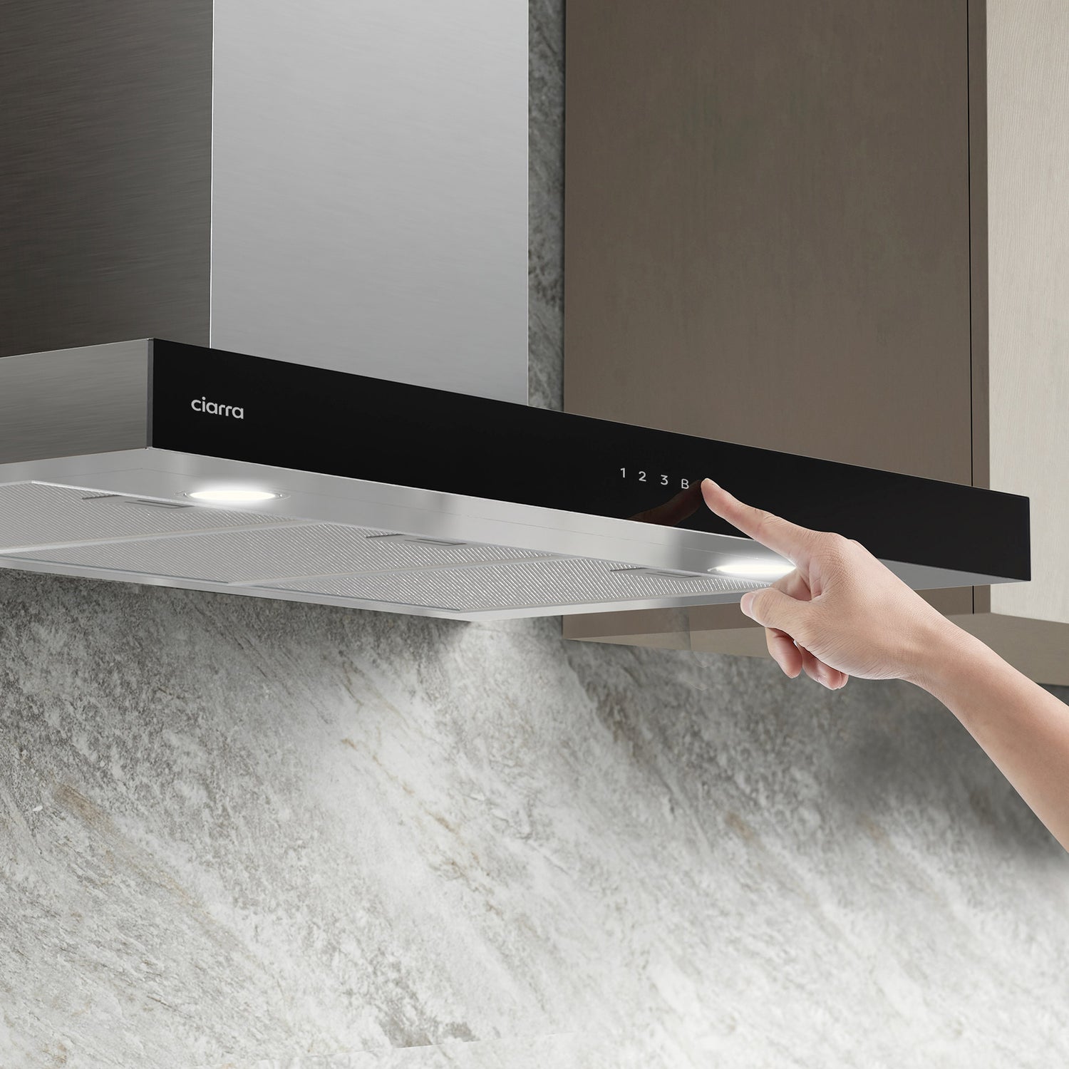 CIARRA Cappa A Parete Da 90cm Con Touch Control CBCS9102-OW