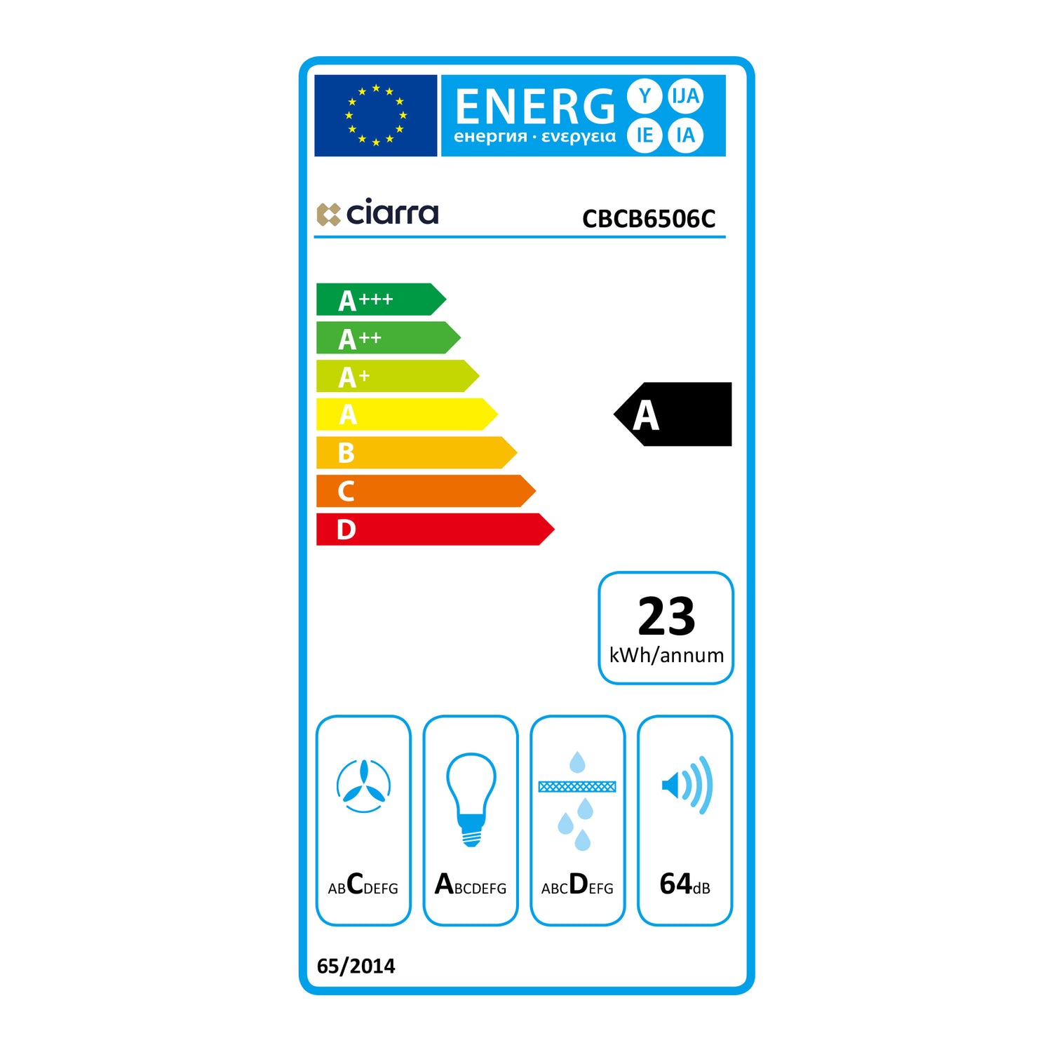 CIARRA Cappa In Vetro Curvo 60cm CBCB6506C-OW