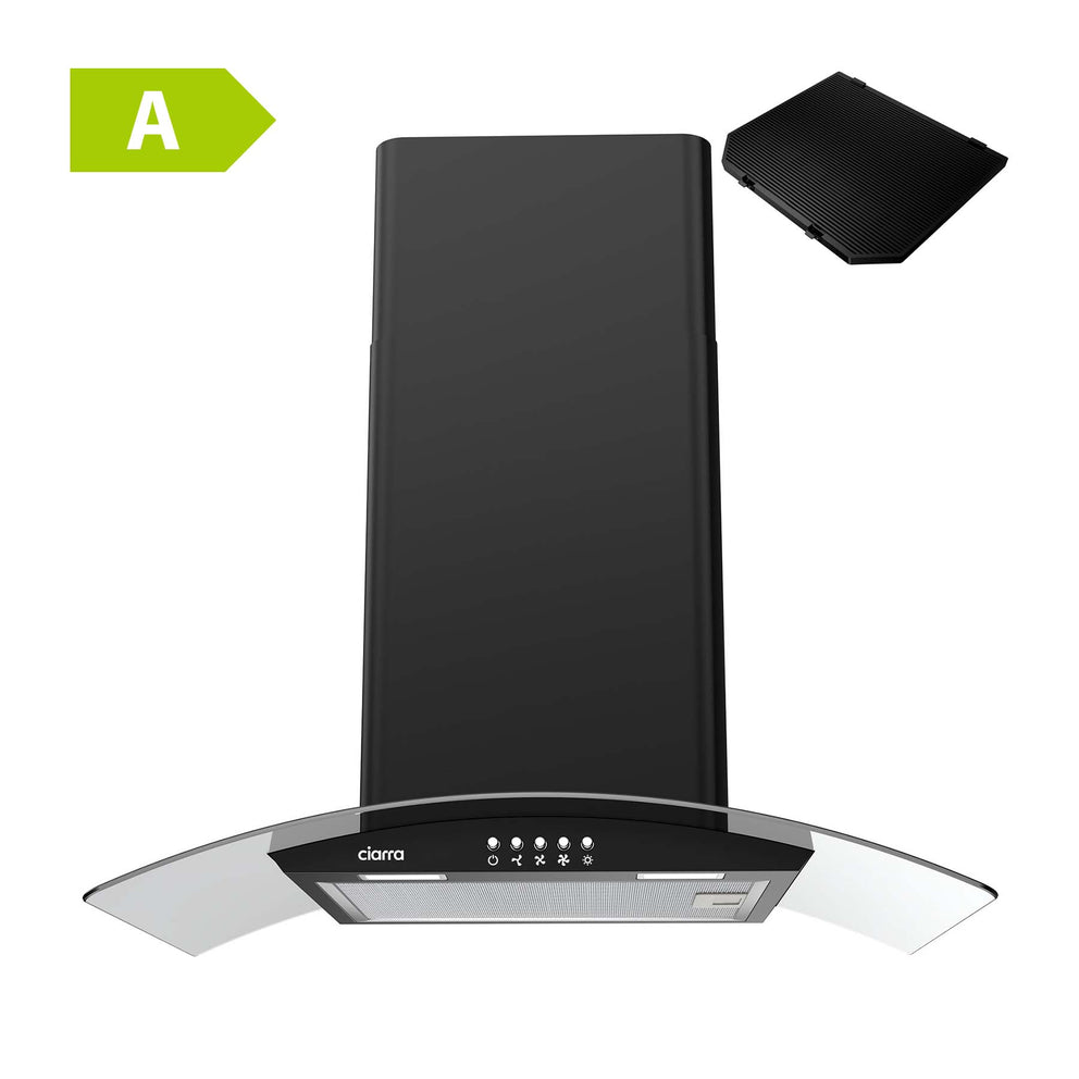 CIARRA Cappa In Vetro Curvo 60cm CBCB6506C-OW