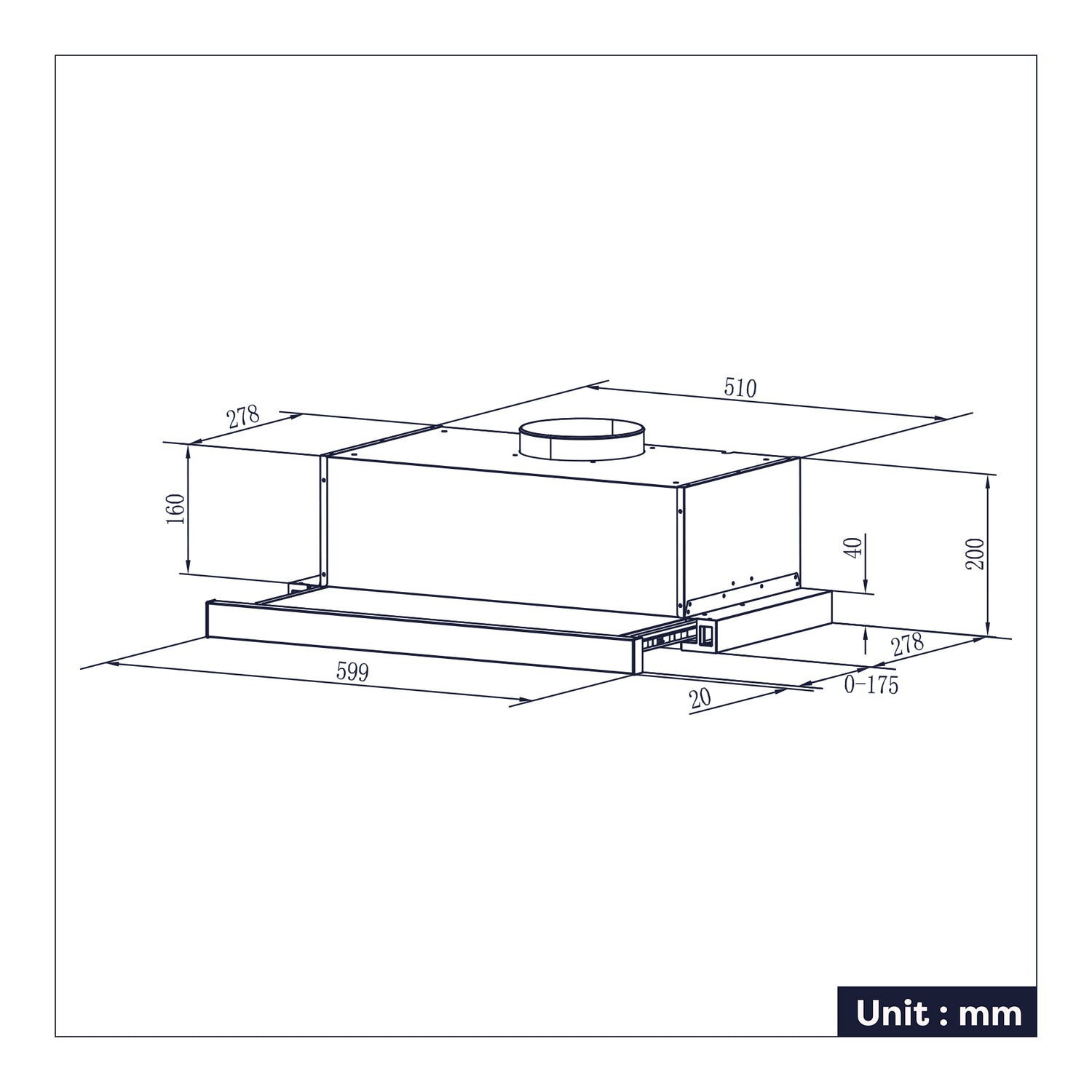 CIARRA Cappa Sottopensile Telescopica/Scorrevole 60 cm con 2 Velocità CBCS6906D-OW