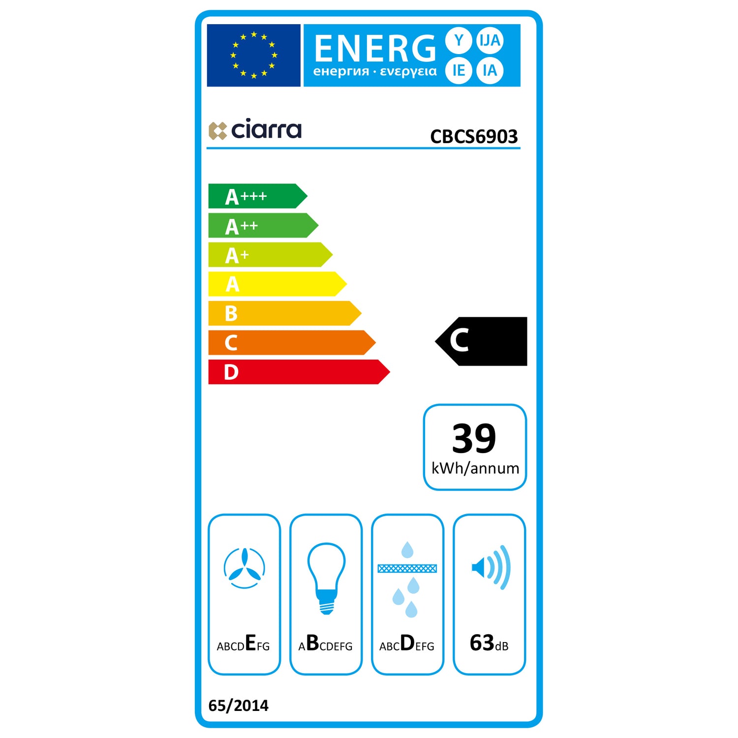 CIARRA Cappa da Cucina Integrata 60cm CBCS6903-OW