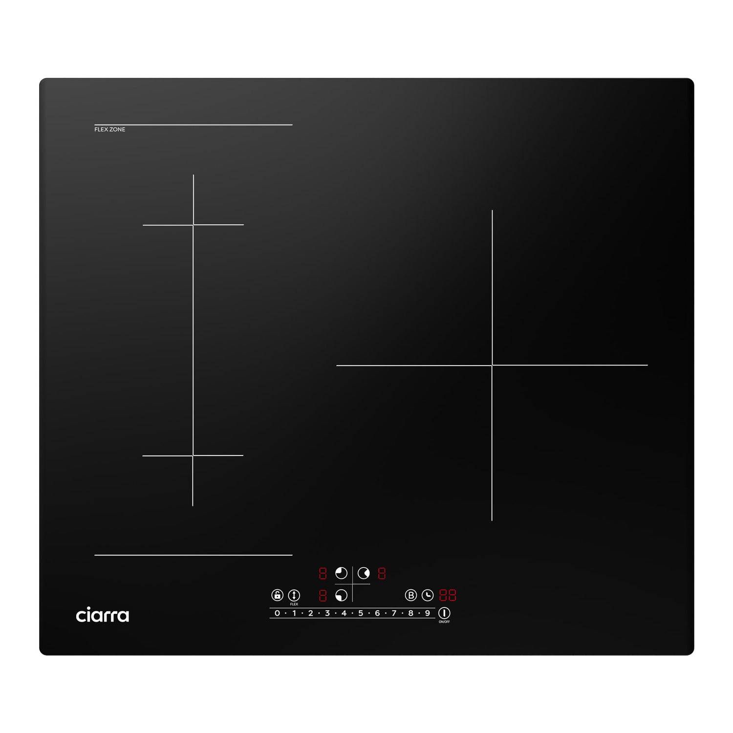 CIARRA Piano cottura a induzione da incasso a 3 zone con Boost e FlexZone CBBIH3BF-OW