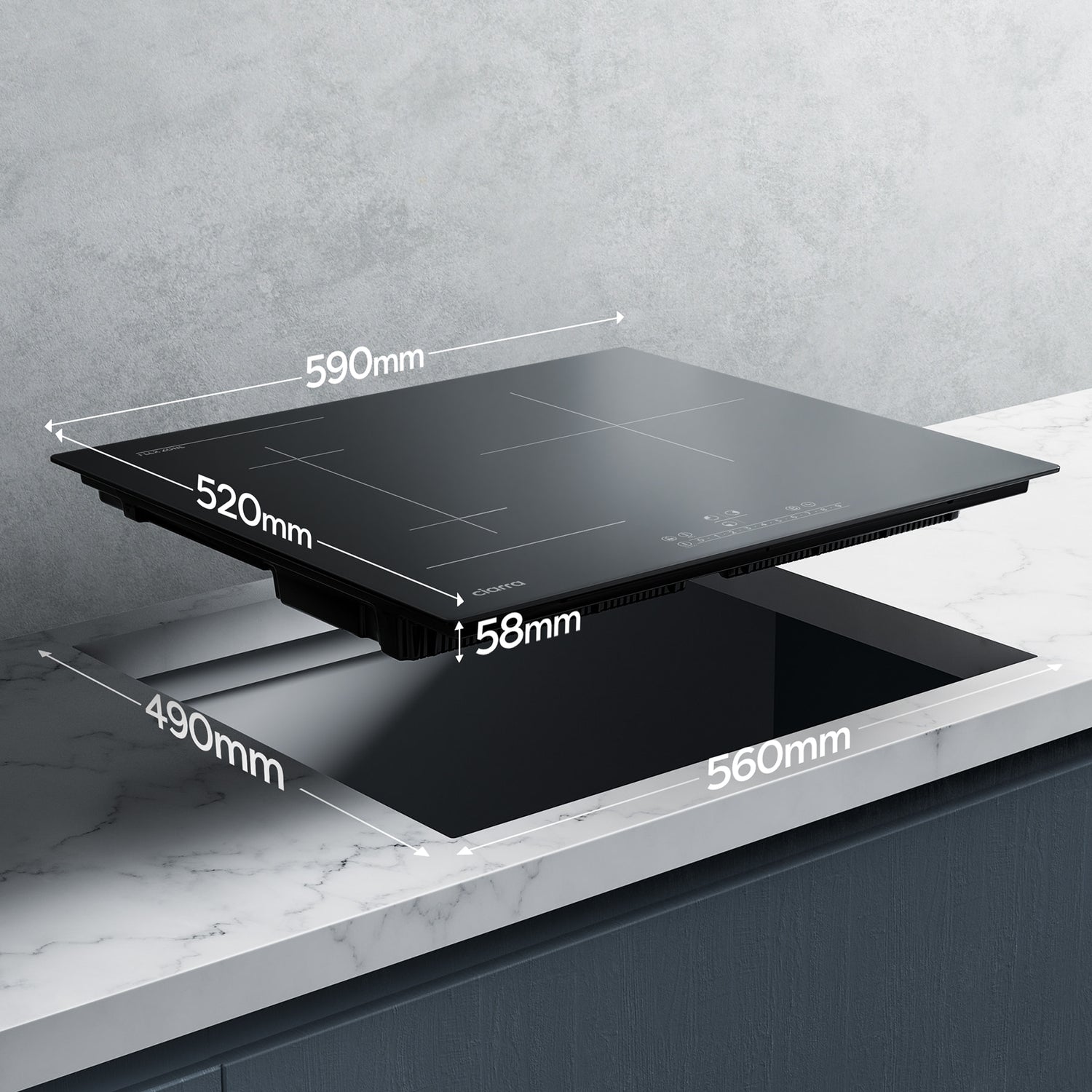 CIARRA Piano cottura a induzione da incasso a 3 zone con Boost e FlexZone CBBIH3BF-OW