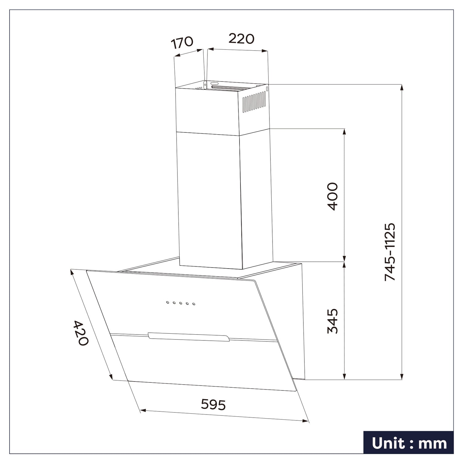 Ciarra Cappa ad Angolo 60cm Touch Control 650 m³/h CBCB6736F-OW