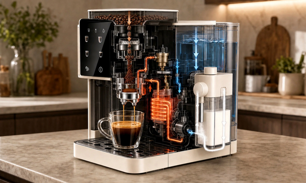 Come funziona una macchina caffè con macinacaffè semiautomatica