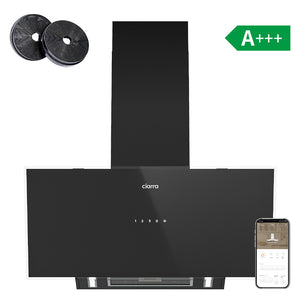 Ciarra Cappa Aspirante Inclinata 90 cm A+++ Cappa da Cucina Vetro Nero Smart WiFi CBCB9763A