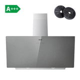 CIARRA Cappa Verticale Parete in vetro argento spazzolato da 90cm con controllo touch A+++ CBCS9736H-S