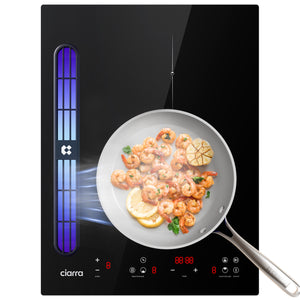 Ciarra ONE Piano ad Induzione con Cappa Integrata Domino 390 mm con Sistema Plasma⁺ Integrato CBBEH392B-OW
