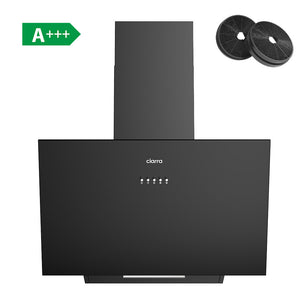 Ciarra Cappa Cucina Cappa Parete Aspirante Inclinata 60cm Modalità Riciclo o Estrazione Design Acciaio Inossidabile Nero CBCB6762A-OW