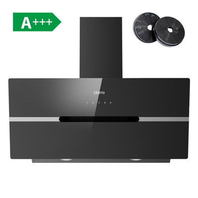 CIARRA Cappa Aspirante Inclinata 90cm Vetro Nero WiFi App Controllo Classe A+++ CBCB9736F-F