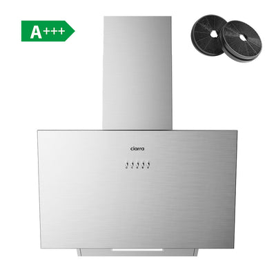Ciarra Cappa Aspirante Cappa Cucina parete Inclinata 60cm Modalità Riciclo o Estrazione Design Acciaio Inossidabile CBCS6762A-OW