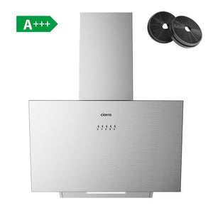 Ciarra Cappa Aspirante Cappa Cucina parete Inclinata 60cm Modalità Riciclo o Estrazione Design Acciaio Inossidabile CBCS6762A-OW