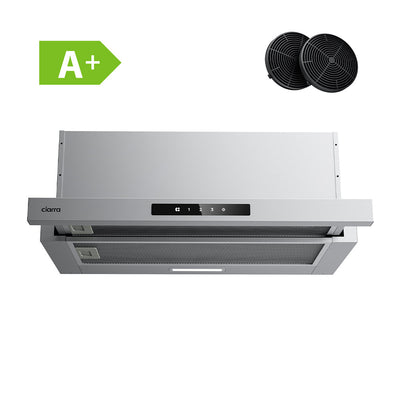 Ciarra 60cm Cappa a Incasso Sottopensile Telescopica Grigio CBCS6909A-OW  | Classe A+, Touch e LED