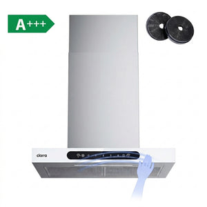 CIARRA cappa da parete 60 cm, vetro bianco e acciaio inox, controllo gestuale CBCW6102-W