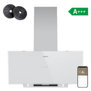 Ciarra Cappa Aspirante Inclinata 90 cm A+++ Vetro Bianco con Doppia Aspirazione Smart WiFi CBCB9763A-OW