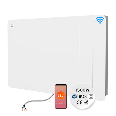 CIARRA Radiatore Elettrico in Ceramica Cablato (Senza Spina) WiFi – Termosifone a Inerzia Secca di Design per Casa (1000W/1500W/2000W)