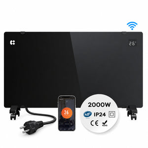 Ciarra Termoconvettore WiFi 2000W IP24 Nero con Ruote e Timer 20m² CBHX20-B