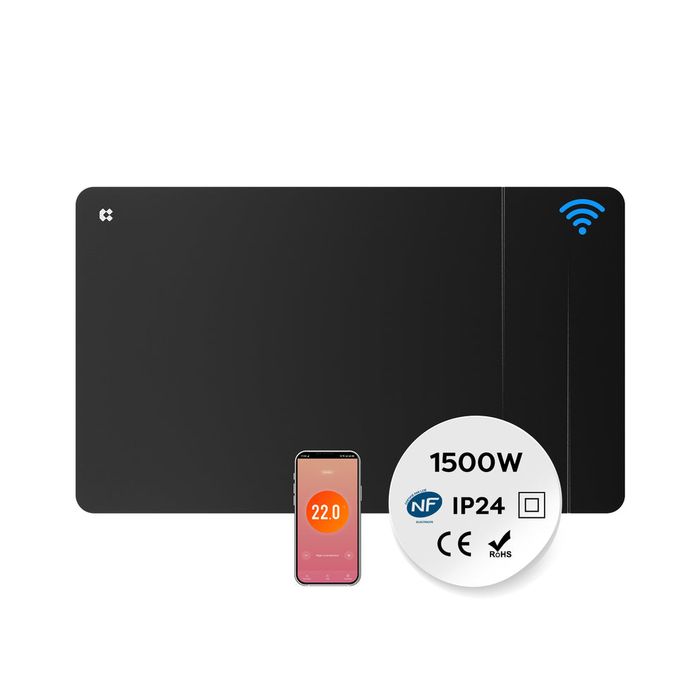 CIARRA radiatore elettrico in ceramica 1500W nero WiFi vista frontale