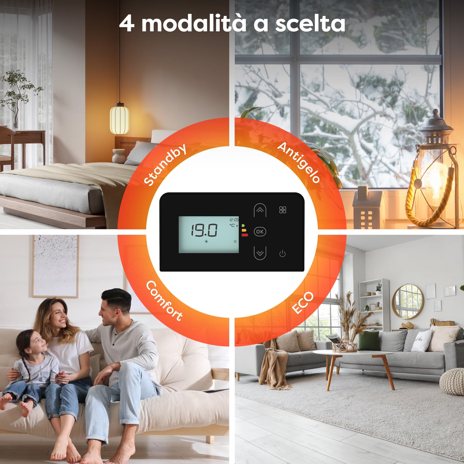 Radiatore a inerzia ceramica CIARRA nero per soggiorno moderno