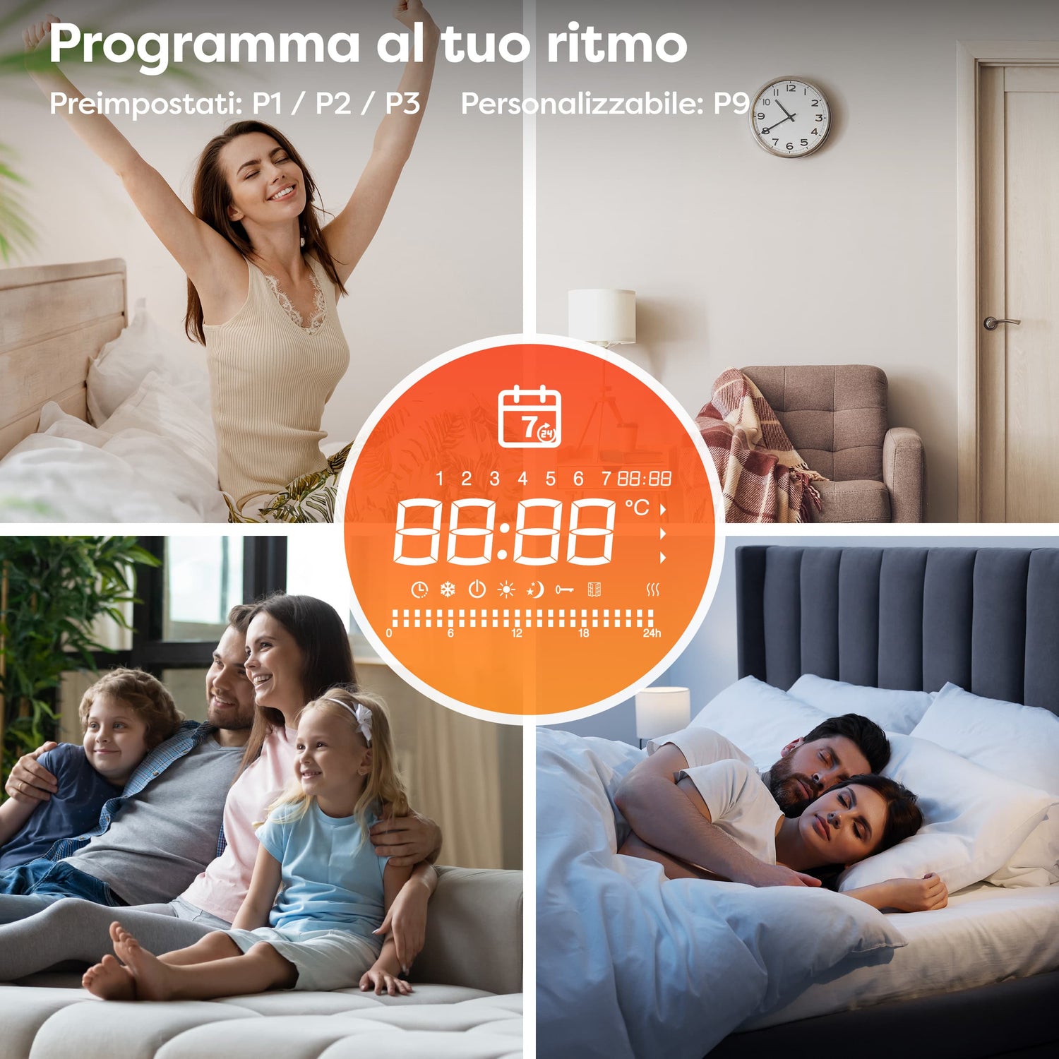 Termosifone elettrico nero a parete CIARRA con design sottile 9,4 cm