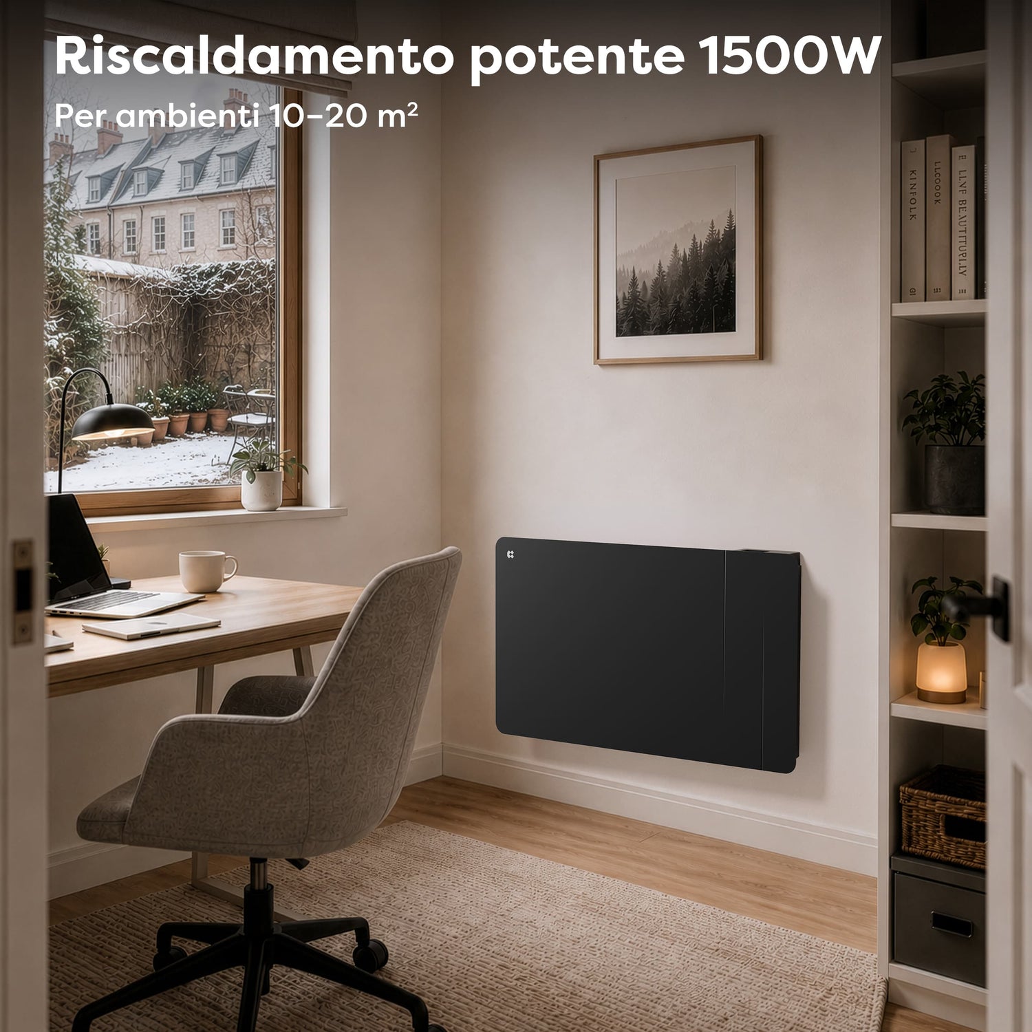 Radiatore elettrico WiFi CIARRA 1500W per camera e studio 10–20 m²