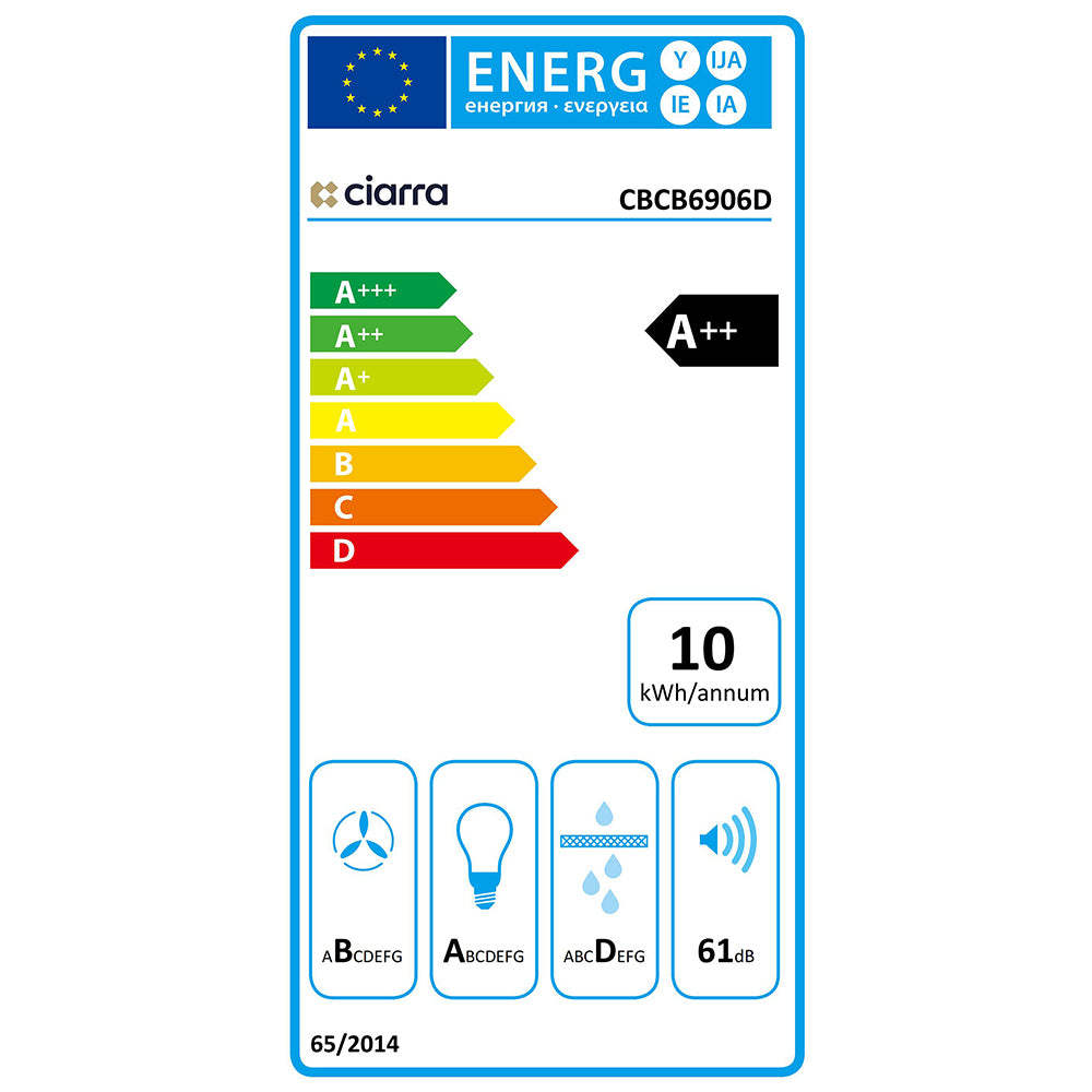 Ciarra Cappa Sottopensile Telescopica/Scorrevole 60 cm con 2 Velocità –  CIARRA Appliances