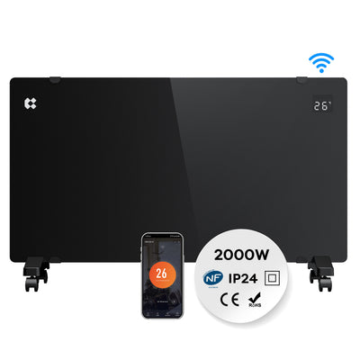 Ciarra Termoconvettore WiFi 2000W IP24 Nero con Ruote e Timer 20m² CBHX20-B