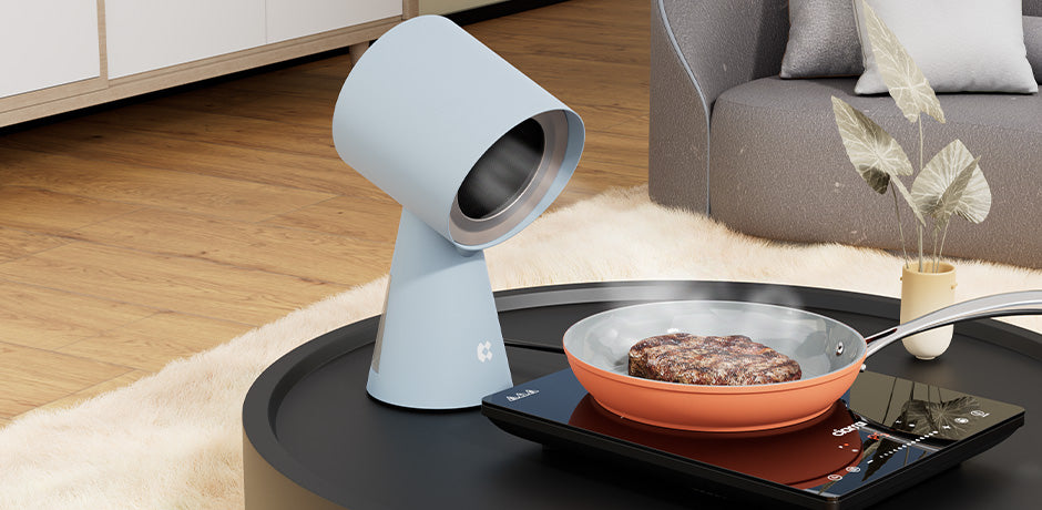 Cappa Aspirante Da Tavolo CIARRA 36W - Portatile, 2 Velocit&agrave;, 120m&sup3;/h, Bianco