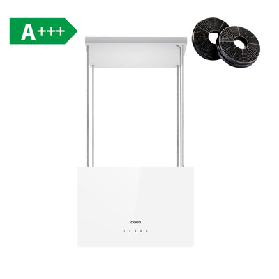CIARRA Cappa a Isola Smart in Vetro Bianco: Design Sospeso e Igiene UV CBCS4850-OW