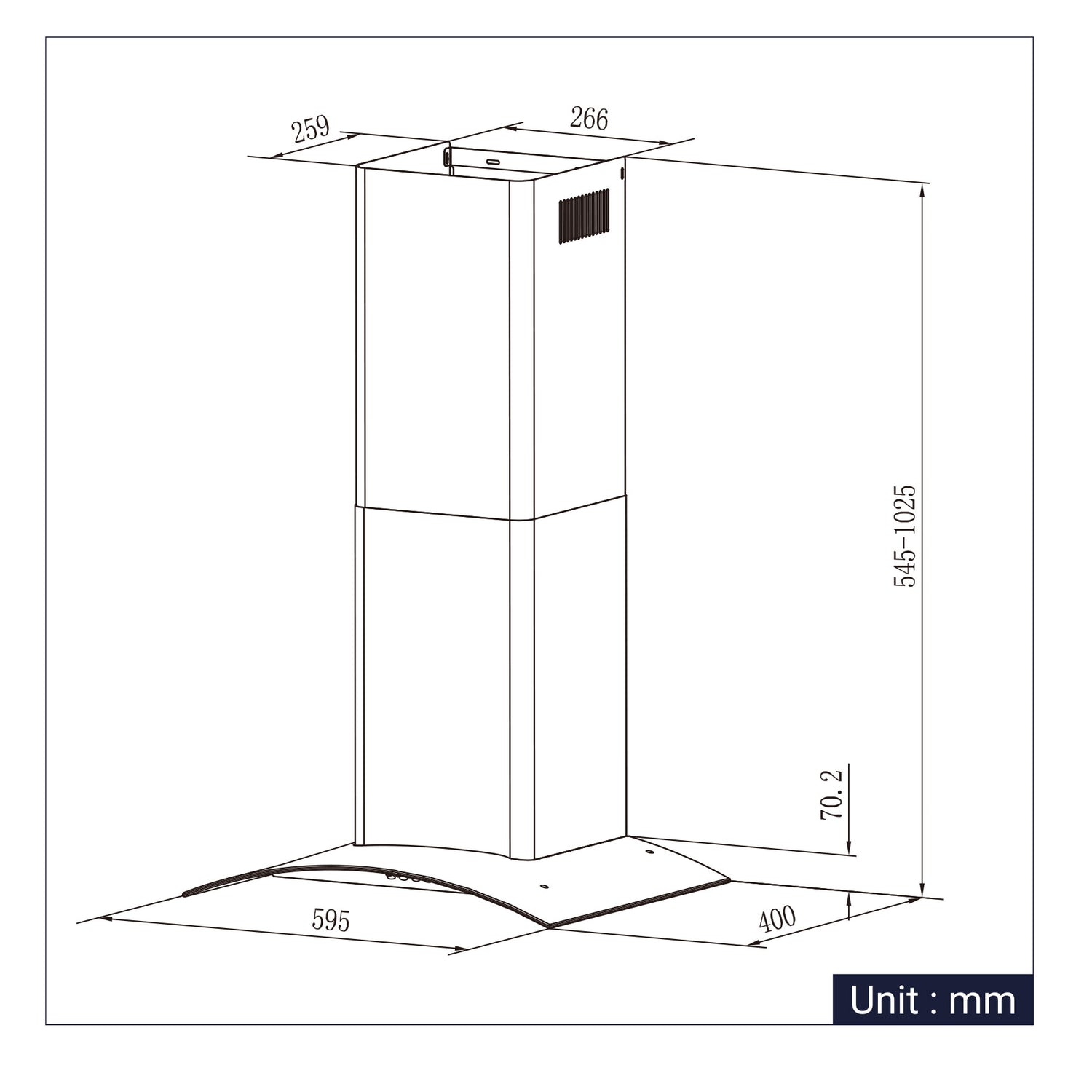 CIARRA Cappa In Vetro Curva Acciaio Inox 60cm CBCS6506C-OW